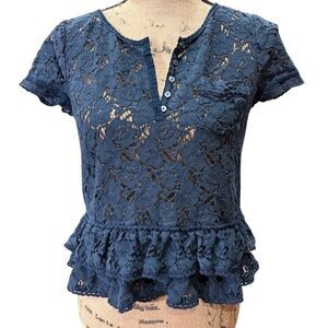 *3/$15 Abercrombie & Fitch Women's S Navy Lace Cropped Coquette Dainty